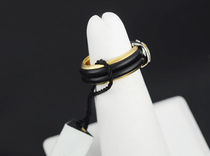 Baraka 18k Two Tone Gold Black Rubber Ring  