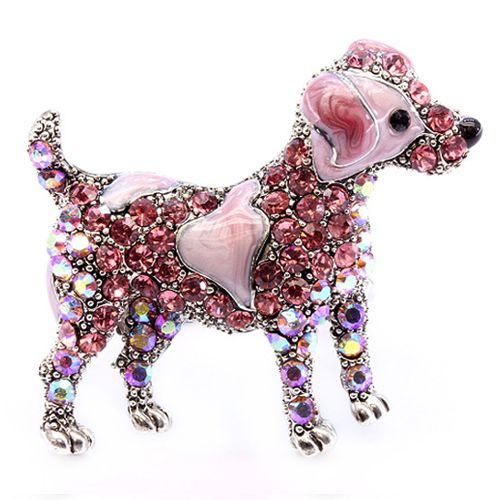 Dog Puppy Purple AB Crystal Enamel Hematite Animal Stretch Adjustable 