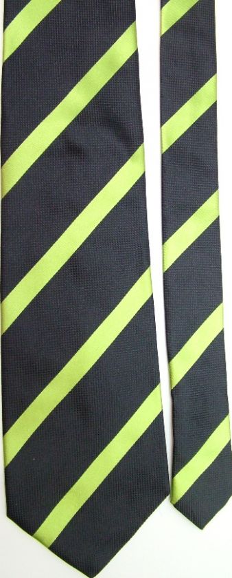 BANANA REPUBLIC BLACK MINT GREEN STRIPE SILK NECK TIE  