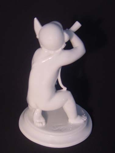 ROSENTHAL PORCELAIN STATUE HORN BLOWING CHERUB PUTTO  