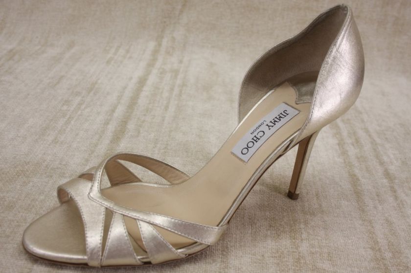 Jimmy Choo Egypt Metallic d Orsay Cut out Gold Leather sandals Pumps 