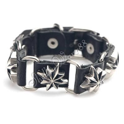 Men Women Punk Style Cuff Belt Black Leather Bracelet Wristband Buckle 