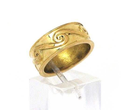 STRIKING VINTAGE 18K GOLD BAGUES DESIGNER BAND RING  