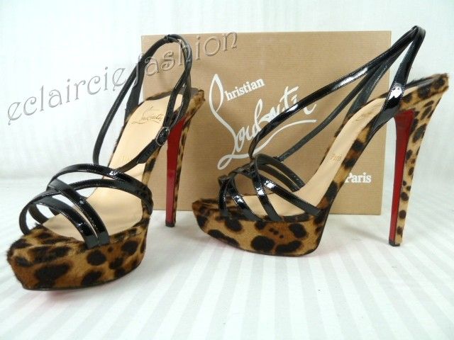 CHRISTIAN LOUBOUTIN Passiflore Leopard Calf Hair Platform Sandals 