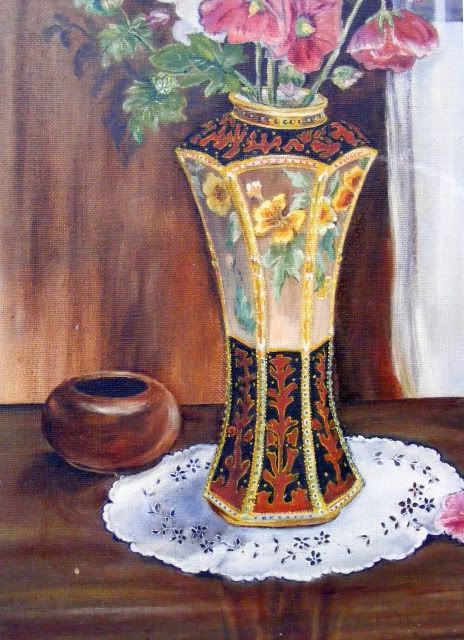 MID CENTURY AMERICAN IMPRESSIONIST SIGNED FLORAL STILL LIFE, NIPPON 