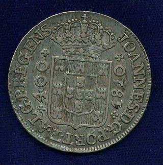 PORTUGAL JOAO VI 1810 400 REIS SILVER COIN XF+  