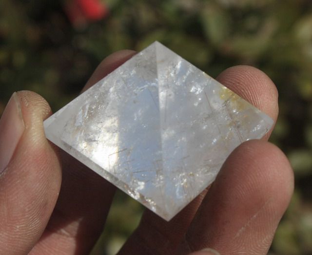 A+ Rare NATURAL RUTILATED QUARTZ CRYSTAL PYRAMID INFREQUENT  