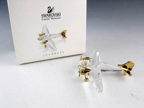 Swarovski Crystal Airplane 2.75” Mint With Original Box  