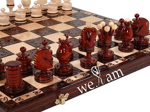 LARGE KING WOODEN CHESS WOOD ORNAMENTS FINE COPPER WIRE  