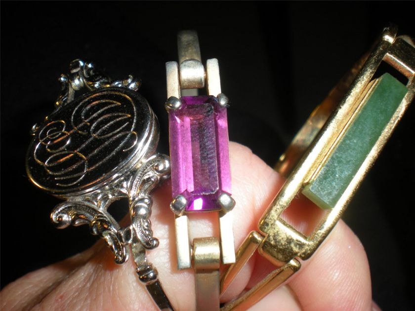 VINTAGE AVON BRACELETS JADE AMETHYST HINGED LOCKET SCROLL FREE 