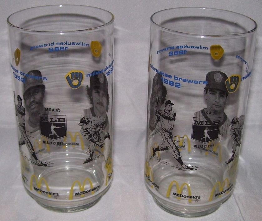   Brewers~McDonalds~1982~2 Glasses~Robin Yount~Paul Molitor~Ben Oglivie