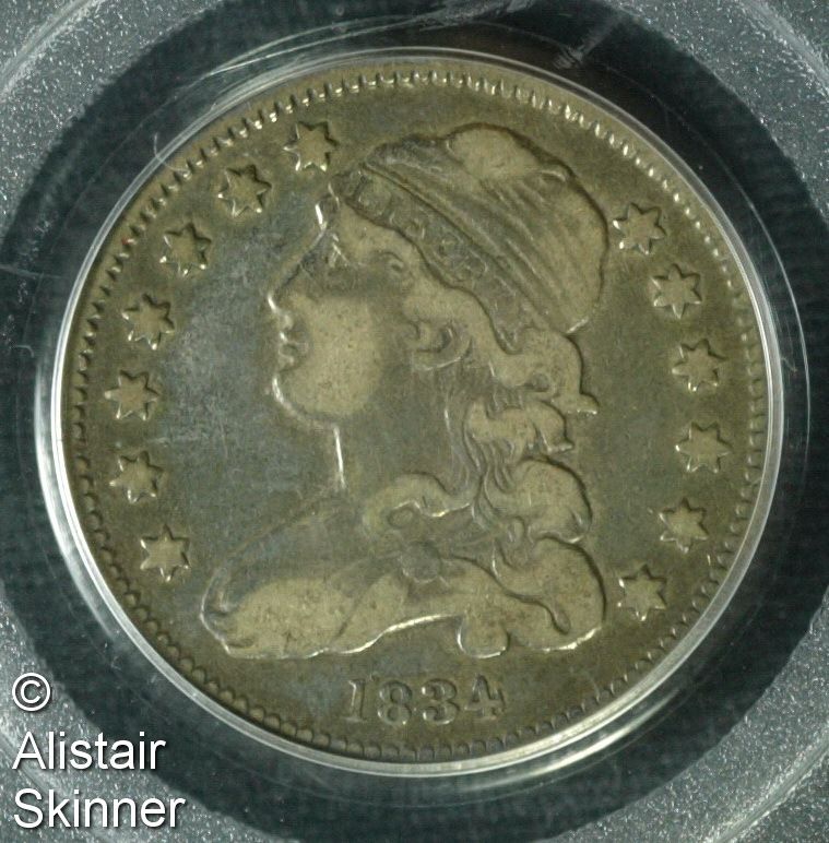 1834 B 4 Capped Bust Quarter PCGS VF25  