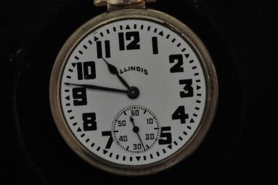 VINTAGE 16 SIZE ILLINOIS 19J BUNN POCKET WATCH MOTOR BARREL KEEPING 