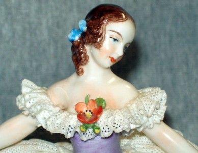 ANTIQUE PORCELAIN OLD VOLKSTEDT MARK DRESDEN LACE BALLERINA FIGURINE 