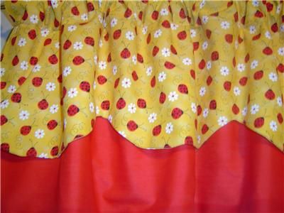 Layer Yellow ladybug/red valance, 72x16, Handmade  