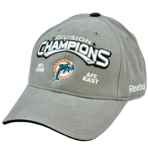   Dolphins Division Champions Playoffs 2008 AFC East Gray Reebok Hat Cap