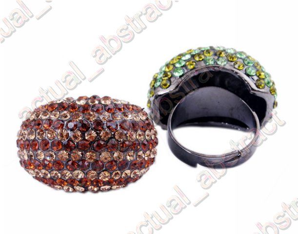 Free Rings Czech rhinestone&alloy6pcs adjustable  