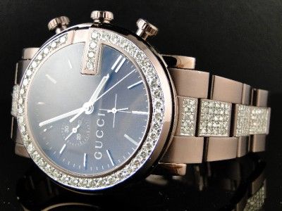   CT DIAMOND GUCCI YA101341 BROWN PVD METAL BAND CHRONO WATCH  