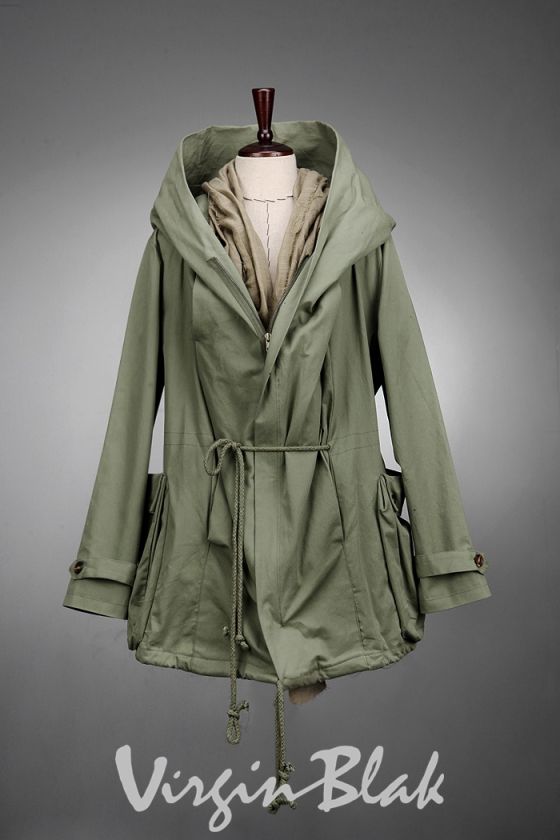 vb HOMME Oversized Hood Parka Military Jacket BLACK, OLIVE GREEN 3SV 