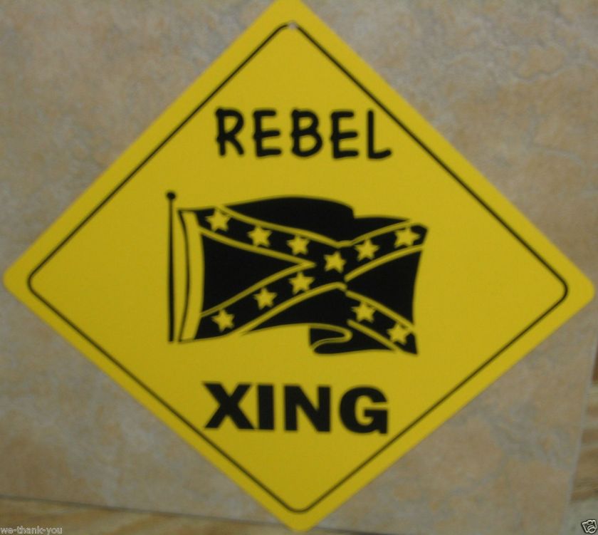 Rebel Confederate Fag Xing Crossing 12 X 12 Yellow Sign New Item 