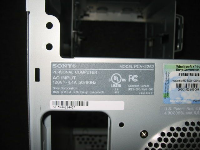 SONY VAIO PCV 2252 empty computer chassis case  