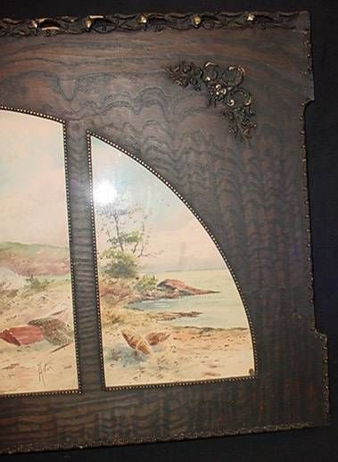 Antique Watercolor Painting Signed US Artist Seashore  