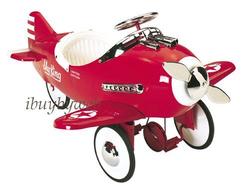 Kids Retro Red Sky King Pedal Plane Ride On Airplane  