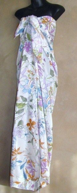 GOTTEX Floral SILK PAREO WRAP SHEER COVER UP Sarong $99 802950759690 