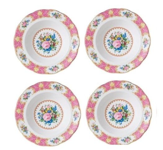 Royal Albert Lady Carlyle 4 Rim Soup Bowls Rimmed Brand New