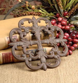 Iron Fleur de Lis Scroll Trivet by Drake Design NEW  