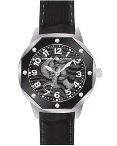 CHRISTIAN AUDIGIER Mens New BLack Leather Band Watch  