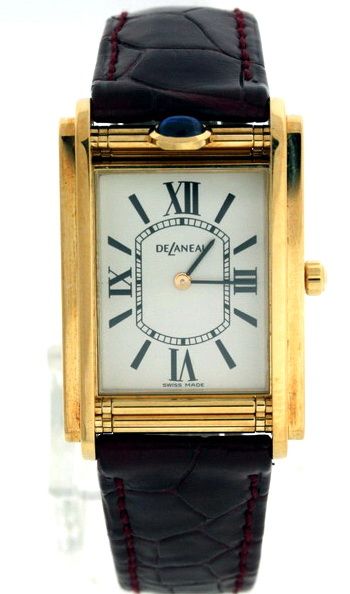 DeLaneau Golden Dream New Shutter 18k Yellow Gold Watch  