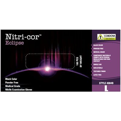 Nitri Cor Black Nitrile Gloves (large) powder free  