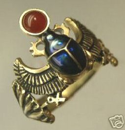 Egyptian18 Karat Gold Winged Scarab ring  