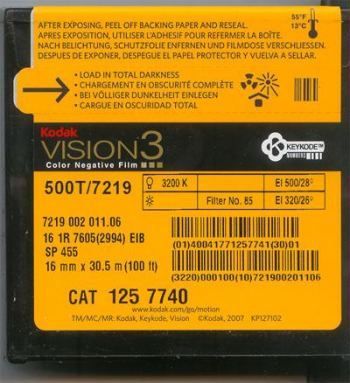 Kodak 16mm VISION3 7219 500T COLOR NEGATIVE NEW 100  