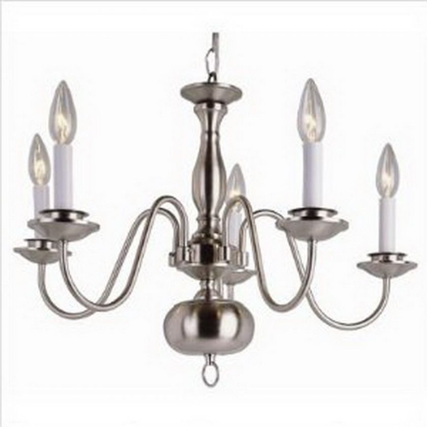 Brushed Nickel 5 Light Williamsburg Chandelier *NIB*  