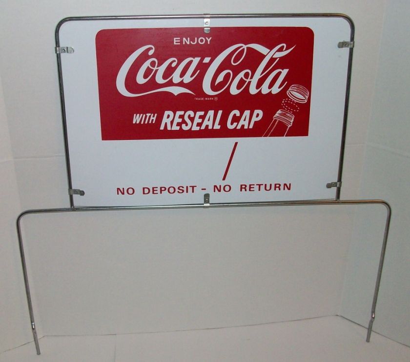 VINTAGE 1968 COCA COLA DOUBLESIDED RACK SIGN STILL HAS THE ORIGINAL 