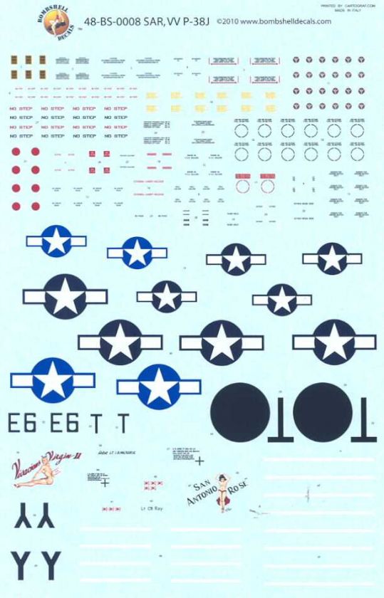 Bombshell Decals 1/48 P 38 LIGHTNING WICKED WOMEN #1  