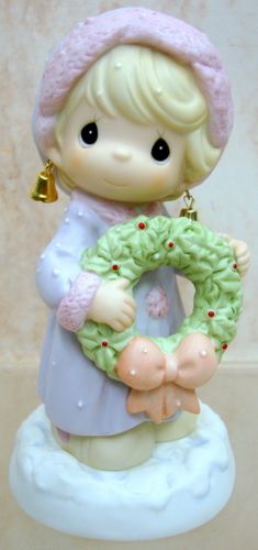 PRECIOUS MOMENTS Merry Christ Miss Wreath Bell 104218  