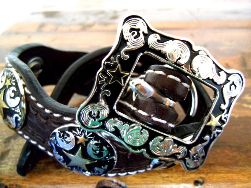 WESTERN STAR GENUINE LEATHER DOG COLLAR W/CONCHOS  