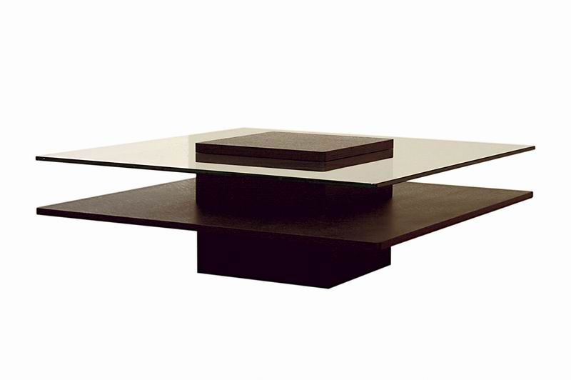 ZEN Modern Wenge Wood & Glass Top Coffee Table  