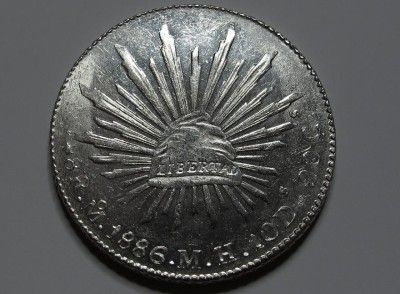 Mexico   1886MOMH 8 Silver Reales Cap and Rays  