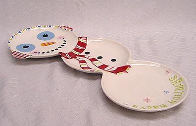   glitterville snowman platter decoration a very cute and silly looking