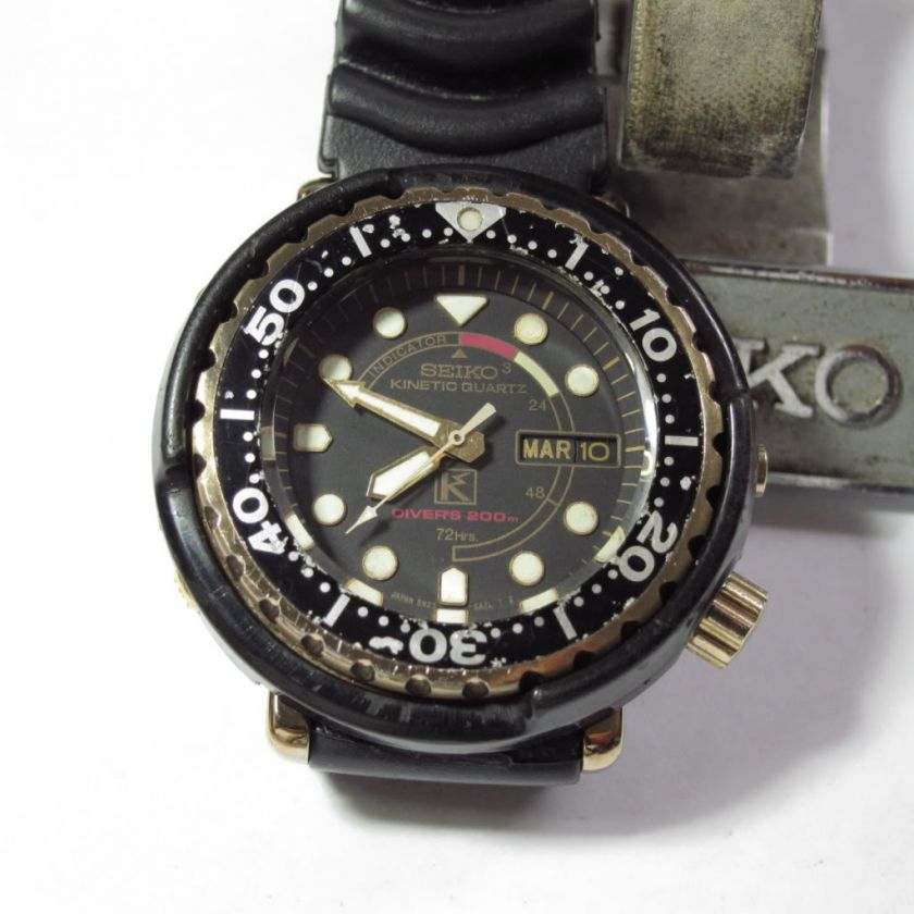 VINTAGE SEIKO KINETIC TUNA 200m QUARTZ DIVERS 5M23 6A19 RARE  