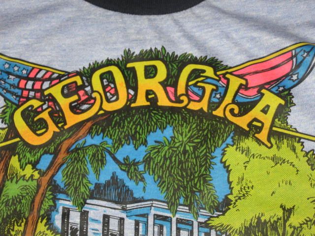 vintage 70s RAYON TRI BLEND DEADSTOCK GEORGIA T Shirt XS tourist neon 