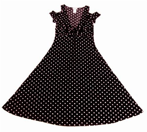 BLACK VINTAGE STYLE POLKA DOT ROCKABILLY 1950s RETRO DRESS S M L XL 