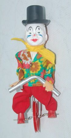 VINTAGE CLOWN TOY RIDING UNICYCLE CIRCUS 1930S GERMAN MADE  