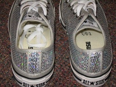 NWB CONVERSE ALLSTAR SILVER SEQUIN SZ M 3.5 W 5.5 NICE  