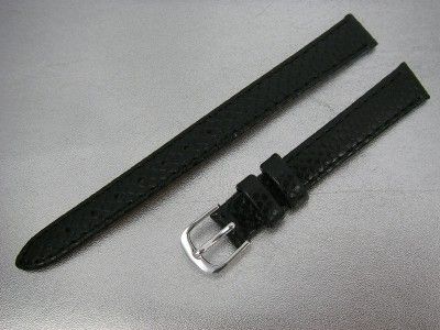 PYTHON GRAIN CALFSKIN LEATHER WATCH BAND 11MM BLACK  