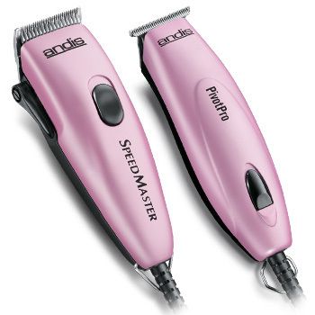 ANDIS PINK PRO DUETTE CLIPPER / TRIMMER COMBO W/ CASE & COMBS HAIR 